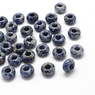 Natural Blue Spot Jasper European Large Hole Beads, Rondelle, 13~14x7~8mm, Hole: 5mm(G-Q442-09)