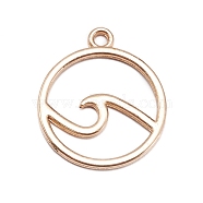 Alloy Pendants, Round Ring with Wave, Light Gold, 23x20x1mm, Hole: 1.8mm, about 20pcs/bag(FIND-WH0111-65)