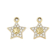 Alloy Crystal Rhinestone Pendants, Star, Golden, 16x14x2mm, Hole: 2mm(FIND-M018-23G)