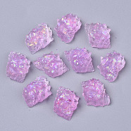 Transparent Epoxy Resin Cabochons, Imitation Jelly Style, with Sequins/Paillette, Conch Shell Shape, Violet, 23.5~24.5x14.5~15.5x9.5~10.5mm(CRES-T020-03B)