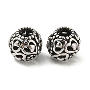 316 Surgical Stainless Steel  Beads, Heart, Antique Silver, 10.5x9mm, Hole: 4mm(STAS-Q304-07AS)