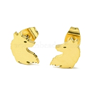 Cute Little Animal Theme 304 Stainless Steel Stud Earrings, Wolf, 9.5x7.5mm(EJEW-B041-03G-G)