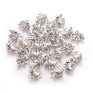 Vintage Elephant Charms, Tibetan Style Alloy Charms, Cadmium Free & Nickel Free & Lead Free, Antique Silver, 12x14x2.5mm, Hole: 1mm(PALLOY-ZN-47017-AS-FF)
