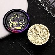 Golden Tone Wax Seal Brass Stamp Heads, for Wax Seal Stamp, Halloween Day Series, Octopus, 25x14mm, Hole: 7mm(AJEW-U008-01G-18)