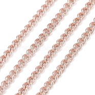Brass Twisted Chains, Curb Chains, Unwelded, with Spool, Cadmium Free & Nickel Free & Lead Free, Rose Gold, 2x1.5x1mm, about 301.83 Feet(92m)/roll(CHC010Y-RG)