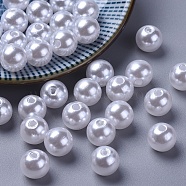 Imitated Pearl Acrylic Beads, Round, Snow, 10mm, Hole: 2mm, about 1000pcs/500g(PACR-10D-1)