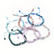 Natural Gemstone Braided Bead Bracelets, with Braided Nylon Thread and Tibetan Style Alloy Buddha Beads, 1-7/8 inch~3-1/8 inch(4.8~8cm)(BJEW-JB04243)