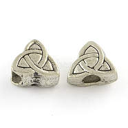 Tibetan Style Alloy European Beads, Large Hole Triangle Beads, Cadmium Free & Lead Free, Antique Silver, 13x14x7mm, Hole: 5mm, about 331pcs/1000g(TIBEB-Q059-061)