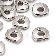 Letter Slider Beads for Watch Band Bracelet Making, Platinum Plated Alloy Crystal Rhinestone Slide Charms, Cadmium Free & Nickel Free & Lead Free, Letter.D, 11~13x9~11.5x4~5mm, Hole: 7.5~8x1mm(X-ALRI-O012-D-NR)