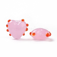 Handmade Lampwork Beads, Bumpy, Heart, Pink, 15.5x17x8mm, Hole: 1.4~1.6mm(LAMP-C004-04D)