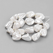 Shell Pearl Beads Strands, Nuggets, WhiteSmoke, 9~28x8~27x7~20mm, Hole: 1mm, about 17~23pcs/strand, 15.7 inch(39.8cm)(X-BSHE-K010-08A)