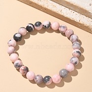 Natural Zebra Jasper Bead Stretch Bracelets, Round, 2-1/8 inch~2-3/8 inch(5.5~6cm), Bead: 8mm(X-BJEW-K212-B-035)