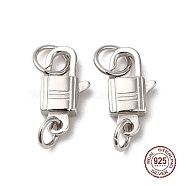 Rhodium Plated 925 Sterling Silver Lobster Claw Clasps, Lock with 925 Stamp, Platinum, 14x7x3mm(STER-D006-19P)