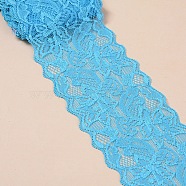 Elastic Lace Trim, Lace Ribbon For Sewing Decoration, Deep Sky Blue, 80mm(OCOR-WH0024-A25)