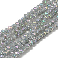 Electroplate Glass Beads Strands, Full Rainbow Plated, Faceted, Rondelle, Cornsilk, 3x2mm, Hole: 0.8~1mm, about 165~169pcs/strand, 15.7~16.1 inch(40~41cm)(GLAA-F078-FR15)