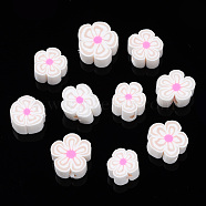 Handmade Polymer Clay Beads, Flower, Antique White, 7~10x7~11x3~5mm, Hole: 1.6mm(X1-CLAY-S096-006H)