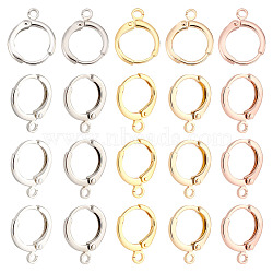 20Pcs 5 Colors Brass Huggie Hoop Earring Findings, with Horizontal Loops, Mixed Color, 14x11.5x3mm, Hole: 1.6mm, Pin: 0.8mm, 4Pcs/color(KK-AR0002-81)