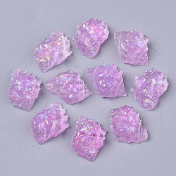Transparent Epoxy Resin Cabochons, Imitation Jelly Style, with Sequins/Paillette, Conch Shell Shape, Violet, 23.5~24.5x14.5~15.5x9.5~10.5mm(CRES-T020-03B)