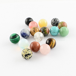 Natural & Synthetic Gemstone Stone Beads, Gemstone Sphere, for Wire Wrapped Pendants Making, Round, No Hole/Undrilled, Mixed Color, 10mm(X-G-S117-10mm-M)