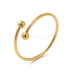 Ion Plating(IP) 304 Stainless Steel Wire Wrapped Open Cuff Ring for Women, Real 18K Gold Plated, US Size 7 3/4(17.9mm)(RJEW-E066-12G)