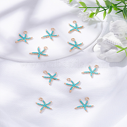 10Pcs Starfish Alloy Resin Pendants, Light Gold, 18.5x15.5x2.5mm, Hole: 2mm, 10pcs/set(ALRI-LP0001-01)