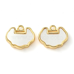 Brass Pave Shell Charms, Real 18K Gold Plated, Cloud, 11x13.5x3mm, Hole: 1.4mm(KK-M277-04B-G)