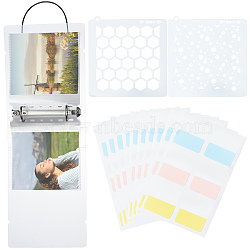 Square PVC Loose Leaf Binder Postcard Phote Album with 50 Pockets Transparent Sleeve Protectors Sets, with PET Waterproof Morandi Index Tabs and Templates, for Photo, Picture, Card Storage, Mixed Color, Folder: 192x151x44mm(DIY-CP0008-01)