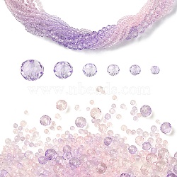 6 Styles Gradient Color Transparent Painted Glass Beads Strands, Faceted, Rondelle, Mixed Color, 2.6~8x2.5~6.5mm, Hole: 0.5~1mm(DGLA-YW0001-28E)