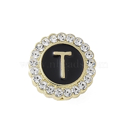 Letter Enamel Pins, Alloy Brooches for Backpack Clothes, with Clear Cubic Zirconia , Letter T, 17.8x17mm(JEWB-S042-03T-G)