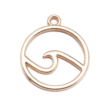 Alloy Pendants, Round Ring with Wave, Light Gold, 23x20x1mm, Hole: 1.8mm, about 20pcs/bag