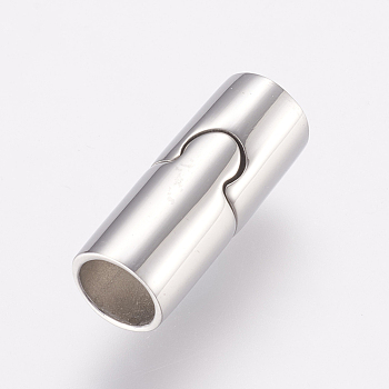 304 Stainless Steel Magnetic Clasps with Glue-in Ends, Column, Stainless Steel Color, 20mm, Hole: 6mm