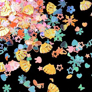 PVC Sequins, Sewing Craft Decorations, Mixed Shape, Clothes/Rabbit/Snowflake, Coral, 1.5~12x3~12.5x0.3~2.5mm, Hole: 1~1.8mm, about 1320pcs/bag