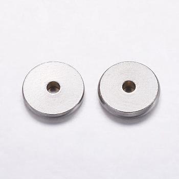 304 Stainless Steel Beads, Drum, Stainless Steel Color, 10x2mm, Hole: 2mm