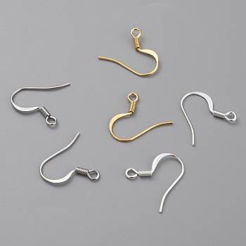Brass Earring Hooks, Ear Wire, with Horizontal Loop, Mixed Color, 16~18x16~18x1.5mm, Hole: 2mm, 20 Gauge, Pin: 0.8mm
