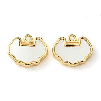 Brass Pave Shell Charms, Real 18K Gold Plated, Cloud, 11x13.5x3mm, Hole: 1.4mm