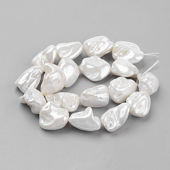 Shell Pearl Beads Strands, Nuggets, WhiteSmoke, 9~28x8~27x7~20mm, Hole: 1mm, about 17~23pcs/strand, 15.7 inch(39.8cm)