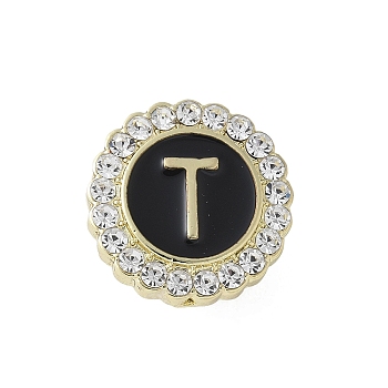 Letter Enamel Pins, Alloy Brooches for Backpack Clothes, with Clear Cubic Zirconia , Letter T, 17.8x17mm