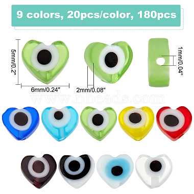 SUPERFINDINGS 180Pcs 9 Colors Handmade Evil Eye Lampwork Beads Strands(LAMP-FH0001-09)-5