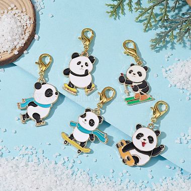 Panda Alloy Enamel Pendant Decorations(HJEW-JM01518)-2
