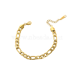 304 Stainless Steel Figaro Chain Bracelets for Women, Ion Plating(IP), Long-Lasting Plated, Real 14K Gold Plated, 7.09 inch(18cm)(STAS-OY012-44G)