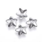 Tarnish Resistant 304 Stainless Steel Flower Bead Caps, Stainless Steel Color, 8x1mm, Hole: 0.5mm(STAS-G124-28P)