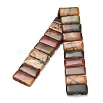 Natural Polychrome Jasper/Picasso Jasper Beads Strands, Rectangle, 2-Hole, 20~20.5x10~10.5x5~5.5mm, Hole: 1mm, about 20pcs/strand, 8.15~8.46''(20.7~21.5cm)(G-H354-01C-01)