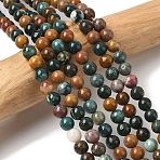 Natural Ocean Jasper Beads Strands, Round, 6mm, Hole: 1mm, about 61pcs/strand, 15.35 inch(39cm)(X-G-F668-26-6mm)