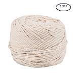 Macrame Cotton Cord, Twisted Cotton Rope, for Wall Hanging, Plant Hangers, Crafts and Wedding Decorations, Navajo White, 4mm, about 109.36 yards(100m)/roll(OCOR-WH0009-C01-4mm)