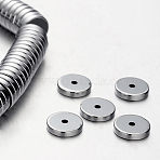 Electroplate Non-magnetic Synthetic Hematite Beads Strands, Heishi Beads, Disc/Flat Round, Silver Plated, 10x2mm, Hole: 1mm, about 198pcs/strand, 15.7 inch(X-G-F300-17B-01)