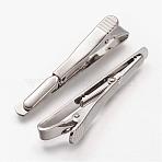 Brass Tie Clips, Platinum, 54x7x13mm(KK-F679-01P)