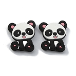 Food Grade Eco-Friendly Silicone Beads, Animal Theme, Panda, Pink, 28.5x24x7.5mm, Hole: 2.4mm(SIL-WH0010-04B)