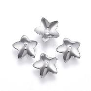 304 Stainless Steel Flower Bead Caps, Stainless Steel Color, 8x1mm, Hole: 0.5mm(STAS-G124-28P)