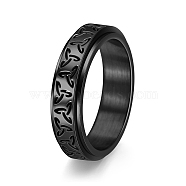 Rotatable Titanium Steel Finger Ring, Viking Triangle for Men's, Black, US Size 6(16.5mm)(PW-WGB0425-25)