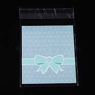 Rectangle OPP Cellophane Bags, with Bowknot Pattern, Sky Blue, 12.5x7.9cm, Unilateral Thickness: 0.035mm, Inner Measure: 9.5x7.9cm, about 95~100pcs/bag(OPC-L001-10B)